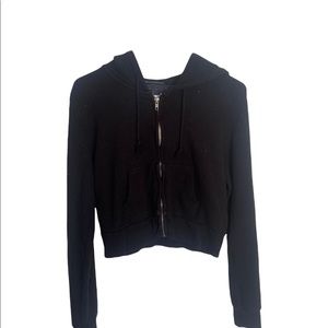 black brandy melville zip up cropped hoodie
